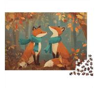 Autumn Foxes in Forest-2 Puzzle De 1000 Piezas Rompecabezas para Adultos Rompecabezas 1000 Piezas para Adultos para Amantes O Amigos Rompecabezas Imposable 38x26cm/1000pcs