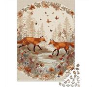 Autumn Foxes in Forest Rompecabezas Imposible,desafío for Adults Entretenimiento Creativo 1000 Piezas Obra De Arte De Juego De para Adultos Y Niños Mayores De 12 Años 52x38cm/1000pcs