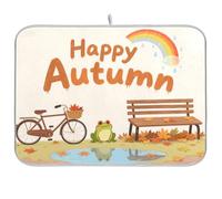 Autumn Frog Rainbow Village - Tapete de secado reutilizable de 18 x 24 pulgadas, rectangular, grande, mate, decorativo, decoración del hogar