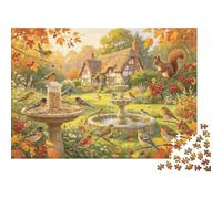 Autumn Garden Jigsaw Puzzle 1000 Piezas Reciclable Material Vida Silvestre Arte Adult Jigsaws Family Tiempo de Juego Accesorios Interesante Juego Familiar para Women 52x38cm/1000 Piezas