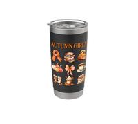 Autumn Girly Happy Fall You All Autumn Pumpkin Acción de Gracias Vaso térmico de acero inoxidable de doble pared