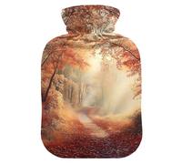 Autumn Glow - Botellas de agua caliente rojas con cubierta suave, calentador de pies con funda suave, bolsa de agua caliente para cuello, hombros y calambres menstruales, 2 litros