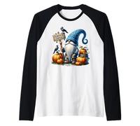 Autumn GNOME with Pumpkin Patch Sign and Crows Fall Vibes Camiseta Manga Raglan