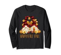 Autumn Gnomes Couple with Pumpkins For Women Happy Fall Yall Manga Larga