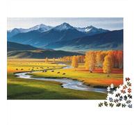 Autumn Grassland Puzzle for Adultos 1000 Piezas Reciclado Pasture Puzzles for Personas Mayores Impossible Hard Difficult Challenging Great Regalo Idea for Women 52x38cm/1000piezas