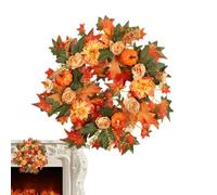 Autumn Harvest Wreath - 20 Inch Pumpkin Maple Foliage Arrangement,