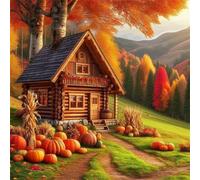 Autumn Hill Cottage Jigsaw Puzzle 90 Pieces 30x30cm/12x12inch, Difficult Jigsaw Puzzles for Adults 90, Beautiful Art Work, Great Festive Puzzle Gift for Men/Women