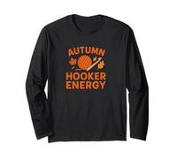 Autumn Hooker Energy Cozy Fall Crochet Vibes, Divertida creadora Manga Larga