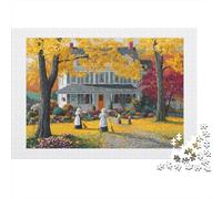 Autumn House Scene 100% Recycled Cardboard Autumn Home 1000 Piece Jigsaw for Adults Unique Beautiful Decoration Puzzle 70x50cm/1000pcs