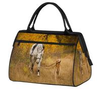 Autumn in Dog Brings Horse Travel Duffle Bag for Women Men Kids Girls White Horse Weekend Overnight Bags 24L Holdall Tote Cabin Bag for Sports Gym Yoga, color, 24 L, Organizador de bolsas