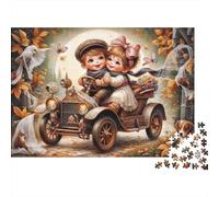 Autumn Kids Car Ride 100% Recycled Cardboard Kids on Bike 1000 Piece Puzzle for Adults The Impossible Challenge Fun Present 52x38cm/1000pcs