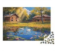 Autumn Lake Adulto Jigsaws 1000P Recyclable Material Farmhouse Puzzles Family Gaming Time Props Perfect for Family and Friends Birthdays 38x26cm/1000Ps