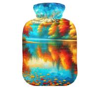 Autumn Lake Reflection - Bolsa de agua caliente con cubierta suave, calentador de pies y manos, bolsa de agua caliente para calambres menstruales, 2 L