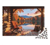 Autumn Lake View 1000 Piece Puzzles Recycled Cabin Porch Senior Puzzles Family Gaming Time Props Party Accesorios de Juego for Adultos and Age 10 Up 38x26cm/1000pcs