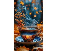 Autumn Landscape Coffee Diamond Art Kits,5D Diamond Painting Kits for Adults,DIY Full Square Drill diamond painting kits For Beginners Rhinestone Embroidery Picture Art for Home Decor 80x170 cm