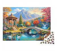 Autumn Landscape Painting 100% Recycled Cardboard Swan Gazebo 1000 Piece Adult Jigsaws Beautiful Decoration Puzzle 52x38cm/1000pcs