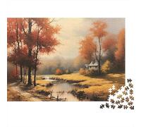 Autumn Landscape Painting Colourful Autumn Pond 1000 Pieces Jigsaw for Adults The Impossible Challenge Brain Development 38x26cm/1000pcs