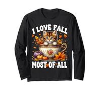 Autumn Leaves and Kitten For Cat Mom I Love Fall Most of All Manga Larga