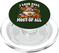 Autumn Leaves and Kitten For Cat Mom I Love Fall Most of All PopSockets PopGrip para MagSafe