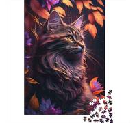 Autumn Maine Coon Rompecabezas Vibrant Cat 1000 Piezas Papel Reciclado Adultos Y Mayores De 12 Años Rompecabezas Divertido Y Desafiante Juego Familiar 52x38cm/1000pcs