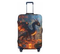 Autumn Maple Leaf Fire Dragon B Fundas de equipaje de viaje - Fundas elásticas para maletas protectoras para equipaje de 18 a 32 pulgadas, Negro -, G