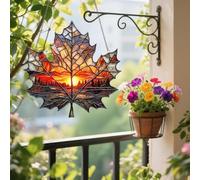 Autumn Maple Sun Catcher - 20x20cm Acrylic Clear Pendant Brilliant Light Reflection Ornament, Seasonal Atmosphere Creator | Office Window Door Apartment Thanksgiving Holiday Birthday Decorative Displa