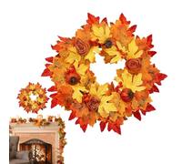 Autumn Maple Wreath, 9.06 inch Pumpkin Flower, Acción de Gracias Decoración | Event accessory, Autumn Maple Wreath, 9,06 pulgadas Pumpkin Flower, herramienta de decoración de gracias para el balcón y el