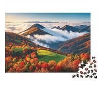 Autumn Mountains Jigsaw Puzzle 1000 Piezass Papel Reciclado Misty Valley Puzzles Educational Game Challenge Fun Family Game para Adultos and Age 10 70x50cm/1000pcs