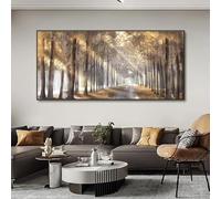 Autumn Nature Forest Foggy Landscape Wall Art Canvas Painting Tree in Sunshine Poster Print Picture for Modern Decor 80x160cm Frameless