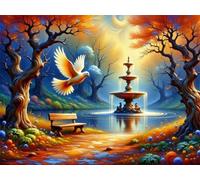 Autumn Park 1500 Piece Jigsaw Puzzles for Adults, Colourful, Challenging & Brainteasing Adult Puzzles 1500 Pieces Pigeons, Fun jigsaws for The Whole Family 34x22 Inch