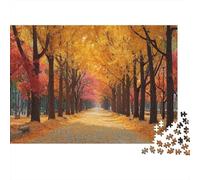 Autumn Park Path Lined with Tall Ginkgo Trees with Golden Leaves Rompecabezas para Adultos || 1000pcs (75x50cm) Juegos Educativos De Decoración del Hogar