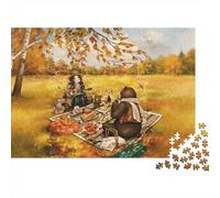 Autumn Picnic Puzzle for Niños 1000 Piece Reciclable Comic Style Jigsaw Puzzle Divertido and Desafiante Familia Juego Idea for Child‘s Cumpleaños 52x38cm/1000pcs