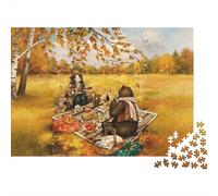 Autumn Picnic Puzzle para Boy & Girl 1000 Piezas Reciclable Comic Style Puzzle Divertido and Desafiante Family Juego Excelente Idea de Regalo para Child‘s Birthday 38x26cm/1000pcs