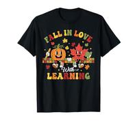 Autumn Pumpkin Teacher Retro Fall in Love with Learning Camiseta