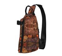 Autumn Pumpkins Blue Buteerfly Diagonalmente Sling Bag, Crossbody Sling Backpack Shoulder Chest Bag para Mujeres Hombres, Travel Hiking Daypack