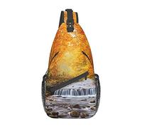 Autumn River Park Winter Park Sling Bag, Mochila de Hombro Paquete de Pecho Causal Crossbody Daypack para Mujeres Hombres Senderismo Viajes