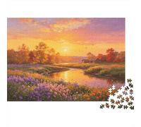 Autumn River Puzzle 1000 Piezass Reciclado Material Flower Meadow Puzzles for Boy & Girl Ages 6 Years Up Fun and Challenging Juego de Familia Activity 70x50cm/1000pcs