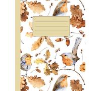 Autumn Robin Notebook: Cute Bird and Oak Leaves Wide Ruled Journal | Fall Nature Notebook for Women, Students & Bird Lovers | Large 8.5x11 Inch Lined Journal