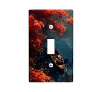 Autumn Serenity - Placas de cubierta para interruptor de luz, hojas de arce rojas vibrantes para decoración de temporada, placas de pared termoplásticas, tamaño estándar, palanca única