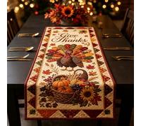 Autumn Spell Quilted Table Runner, Embroidered Pumpkin Farmhouse Table Decor for Halloween and Thanksgiving Christmas, Holiday Kitchen Dining Decorations for Home Party