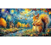 Autumn-Squirrel-Holding-Nut Puzzle Adultos 1000 Piezas Papel Reciclado Juego Familiar Desafiante para decoración Mural y Regalos 38x52/1000pcs
