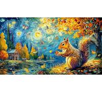 Autumn-Squirrel-Holding-Nut Puzzle Adultos 1000 Piezas Papel Reciclado Juego Familiar Divertido Desafiante para decoración Mural 70x50/1000pcs