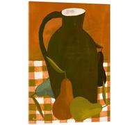 Autumn still life with pears on checkered tablecloth Cuadro de metacrilato