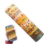 Autumn Tape Set - Premium Japanese Paper | Fall Tape Collection | 10 Rolls Featuring Pumpkin, Sunflower, Pine Tree Leaves | Great for Projects | Perfect for Scrapbooking and Thanksgiving Use