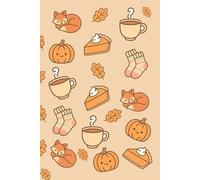 Autumn theme notebook. 6 x 9 inches with 100 lined pages. Ideal for cozy writing and journaling. Cute little pictures of pumpkins, foxes, pies and more! Ideal for work purposes
