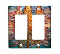 Autumn Trees - Placa de cubierta para interruptor de luz, diseño vibrante de pino naranja para decoración del hogar, placas de pared termoplásticas, tamaño estándar doble basculante