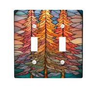 Autumn Trees - Placas de cubierta para interruptor de luz, diseño vibrante de pino naranja para decoración del hogar, placas de pared termoplásticas, tamaño estándar, doble palanca