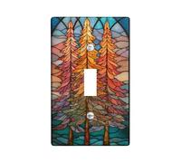 Autumn Trees - Placas de cubierta para interruptor de luz, diseño vibrante de pino naranja para decoración del hogar, placas de pared termoplásticas, tamaño estándar, palanca única