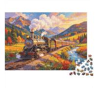 Autumn Valley Train Puzzles 1000 Piece Recycled Rural Scenic Ride Puzzle for Adultos Puzzle Accesorios de Juego Impossible Hard Difficult Desafiante Divertido Game 52x38cm/1000pcs