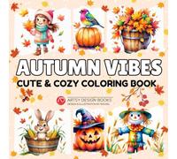 Autumn Vibes: Cute and Cozy Coloring Book for Adults, Teens and Seniors, with Hygge Autumn moments, Simple Big Designs for Stress Relief, Mindfulness, Relaxation and Fun Creative Coloring